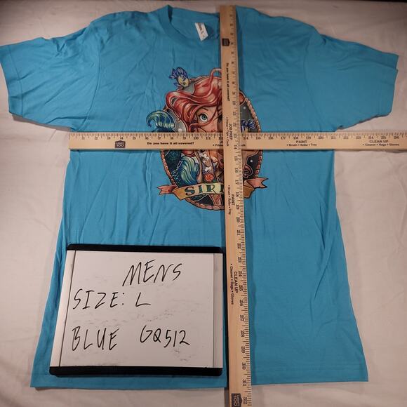 The Little Mermaid Siren Tultex Graphic Crew Neck T Shirt Mens Size Large L Blue - Picture 6 of 9